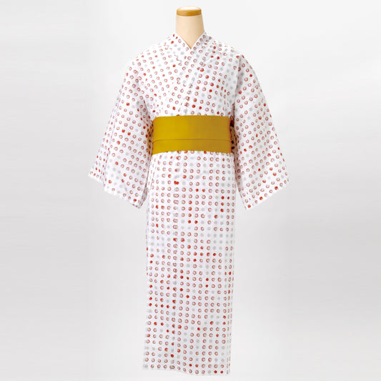 ゆかた 豆輪紋〈海老茶色〉