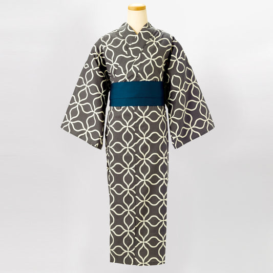 ゆかた 花菱〈鈍色〉